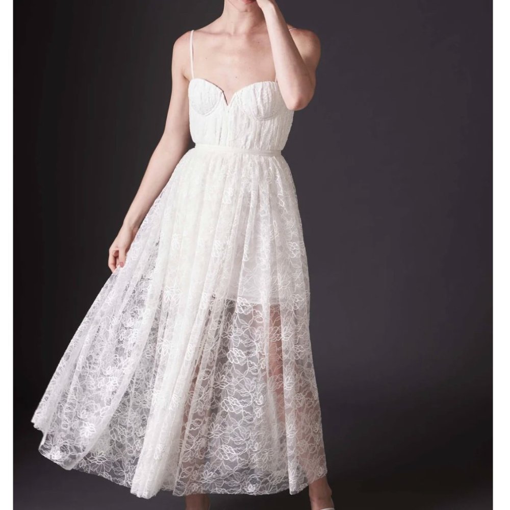 Sau Lee Selena Lace Midi Dress, white, size 2